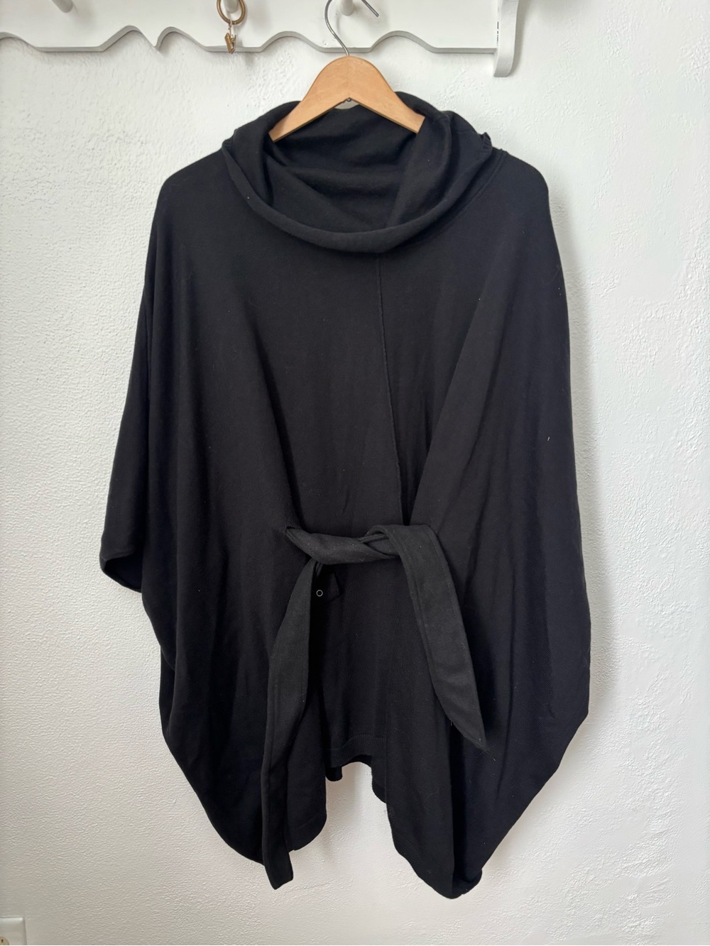 Anthropologie Yoon Black Cowl Neck Poncho | XS | Oversized Lagenlook Sweater